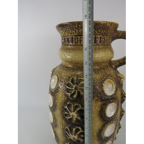 553 - Large Bay Keramik West German floor vase with handle, 17 3/4