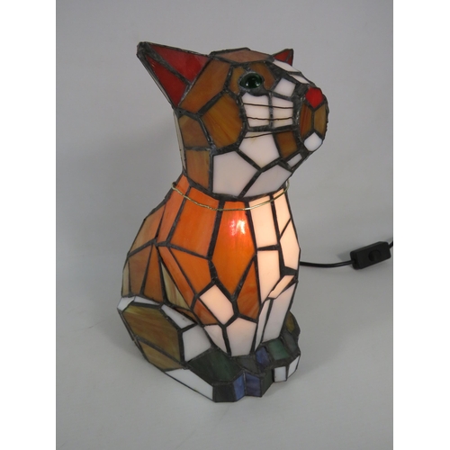 557 - Tiffany style cat table lamp, 11