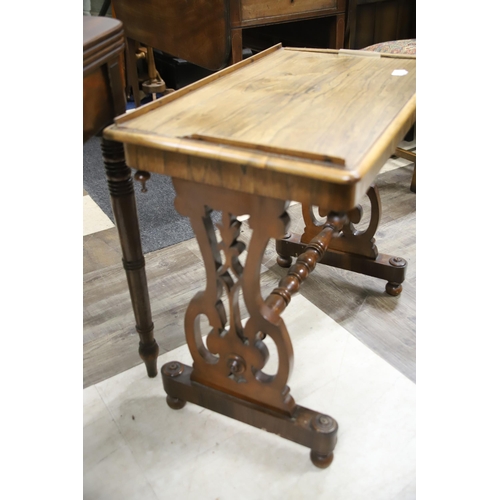 1251 - Two Antique fold over table with gate leg, the other being a small table with turned stretches, top ... 