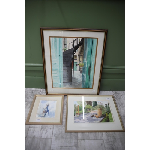 956 - A trio of original watercolours , all framed and mounted under glass. See photos for details. Please... 