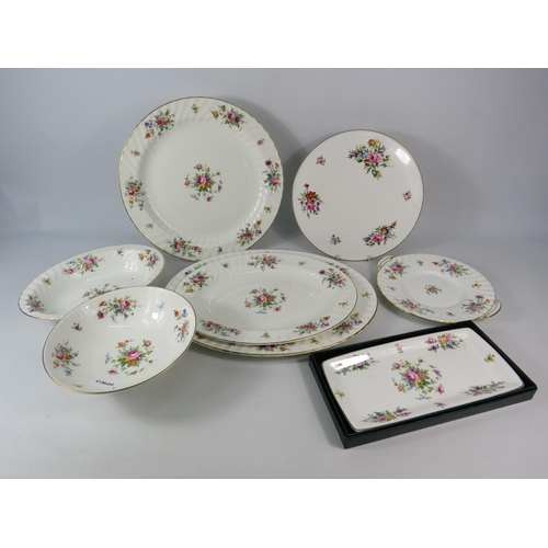 562 - Minton Marlow china Serving plates, Cake plates and Bowls 8 pieces in total. The largest has a diame... 