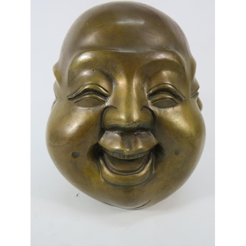 573 - Vintage Chinese brass four faced buddha, approx 8