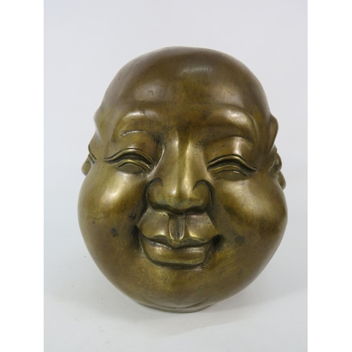 573 - Vintage Chinese brass four faced buddha, approx 8