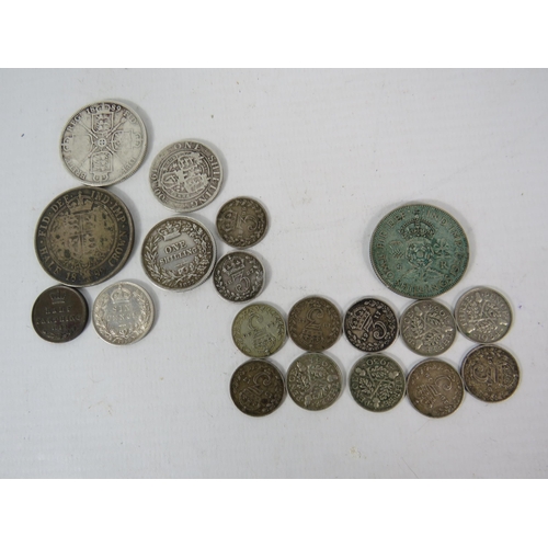 574 - Selection of Pre 1947 silver coins, 68.6 grams in total.