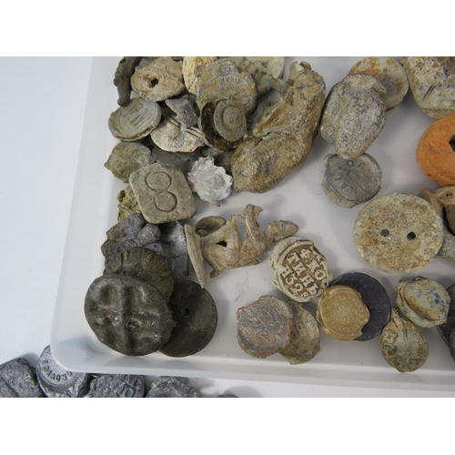 584 - Large Selection of Antique Lead artifacts finds Spindle Whorls, buttons, seals etc