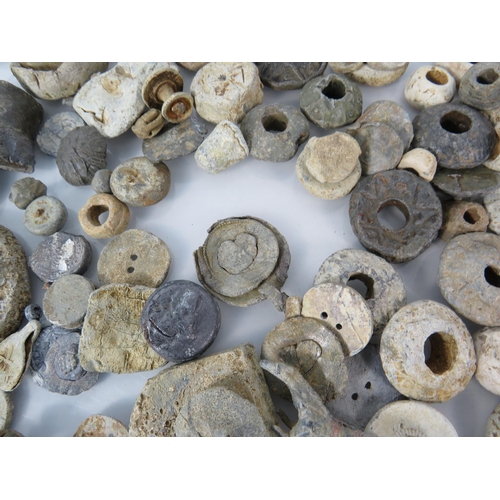 584 - Large Selection of Antique Lead artifacts finds Spindle Whorls, buttons, seals etc