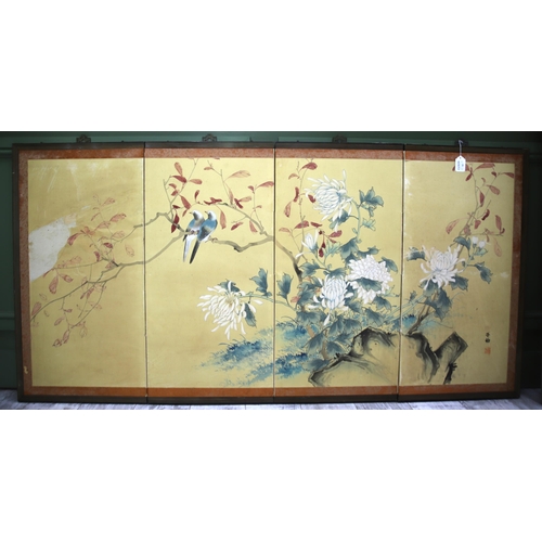 964 - Two Impressive Oriental Ink on Paper, one a triptych folding wall panel, the other a framed under gl... 