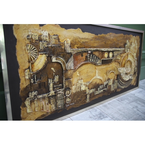 965 - Cyril Barnes (1926-2000) Mixed Media relief art work depicting an industrial landscape. Housed in a ... 