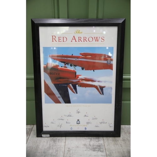 966 - RAF Red Arrows print 2002 signed print which is framed under glass. 24 x 17 inches. PLEASE NOTE THAT... 