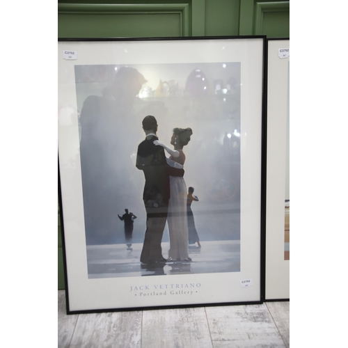 967 - Two Framed under Glass Prints by Jack Vettriano.  Each measures 32 x 24 inches. See photos .PLEASE N... 