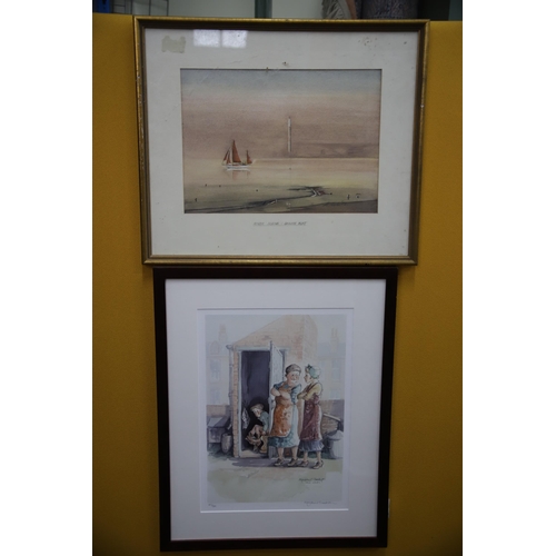 973 - Framed and mounted Original art by M cole of a river scene plus a ltd edition print by Margaret Clar... 