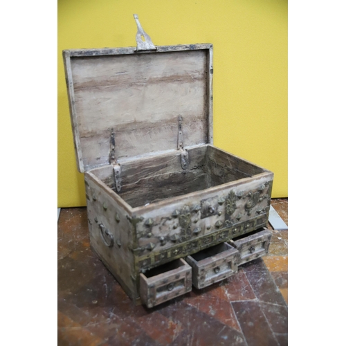 983 - Antique style Studded chest with three drawers below.. In very good condition . Measures approx 11 x... 