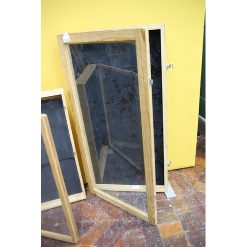 985 - Two wooden display cases, the largest being 17 x 32 inches. Just 2.5 inches deep. See photos.