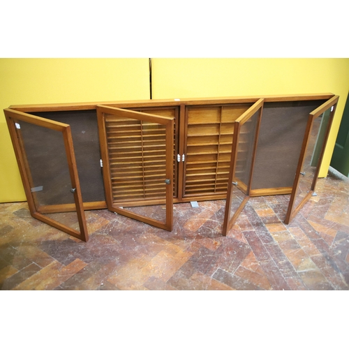 987 - Large Four door display cabinets with removeable floors.   24 x 66 x 2.5 inches. See photos..