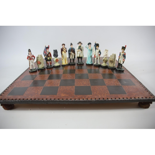 2023 - Napololeonic style chess set with plaster pieces. Hand painted Players measure approx 4 inches tall.... 