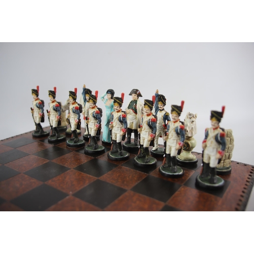 2023 - Napololeonic style chess set with plaster pieces. Hand painted Players measure approx 4 inches tall.... 