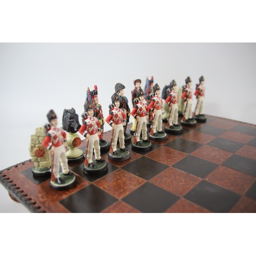 2023 - Napololeonic style chess set with plaster pieces. Hand painted Players measure approx 4 inches tall.... 