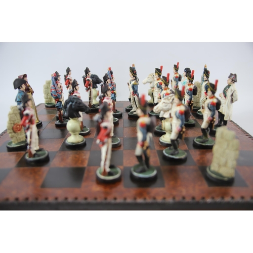 2023 - Napololeonic style chess set with plaster pieces. Hand painted Players measure approx 4 inches tall.... 