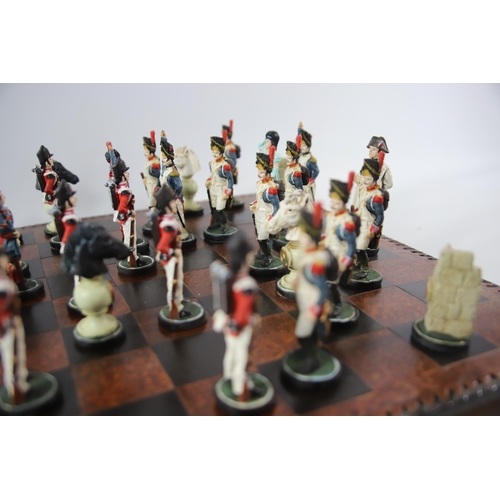 2023 - Napololeonic style chess set with plaster pieces. Hand painted Players measure approx 4 inches tall.... 