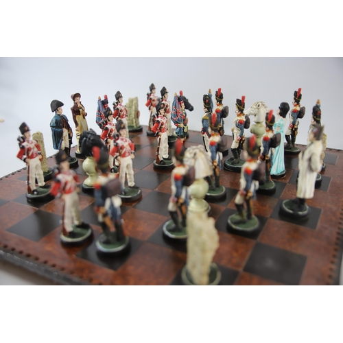 2023 - Napololeonic style chess set with plaster pieces. Hand painted Players measure approx 4 inches tall.... 