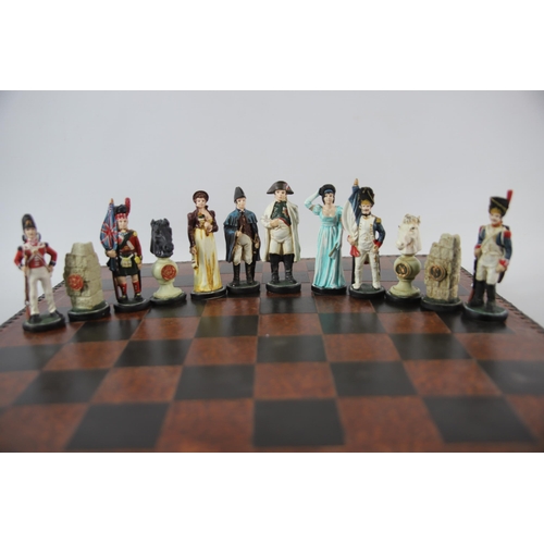 2023 - Napololeonic style chess set with plaster pieces. Hand painted Players measure approx 4 inches tall.... 