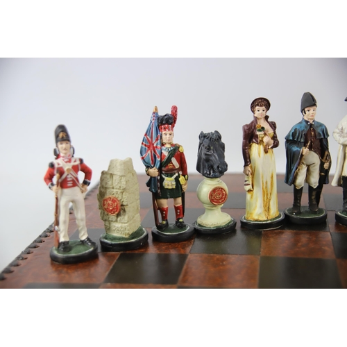 2023 - Napololeonic style chess set with plaster pieces. Hand painted Players measure approx 4 inches tall.... 