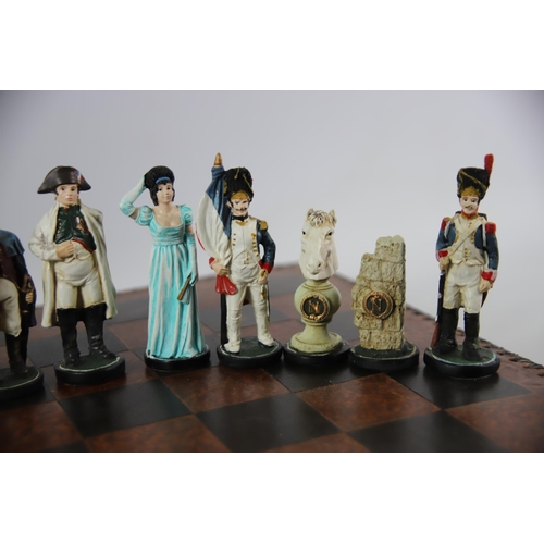 2023 - Napololeonic style chess set with plaster pieces. Hand painted Players measure approx 4 inches tall.... 