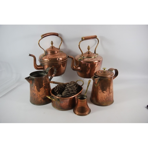 2041 - Good Mixed Copper Lot to include Kettles/Jugs etc. see photos for details.