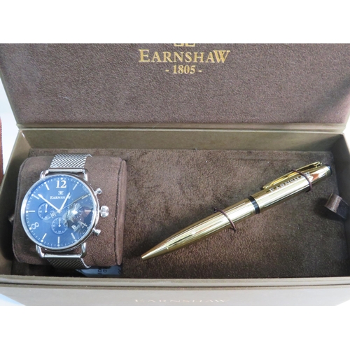 377 - Mens Earnshaw Automatic chronograph wristwatch and Pen set, Boxed and in unused condition.