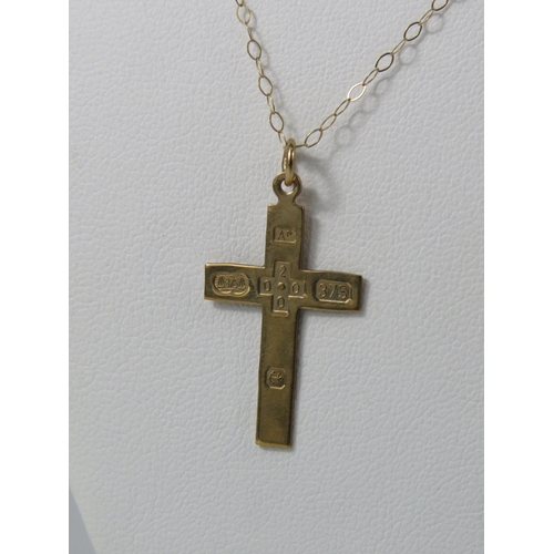 384 - 9ct Gold Millennium Crucifix pendant on a 18