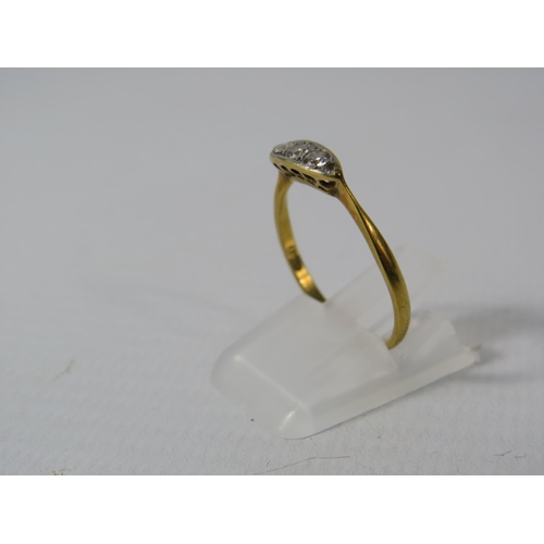 388 - Vintage 18ct gold ring set with five diamonds, the largest having a 3mm diameter, finger size N.5. 1... 