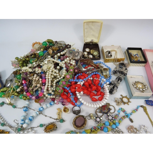 396 - Large selection of vintage costume jewellery & Two Compacts etc.