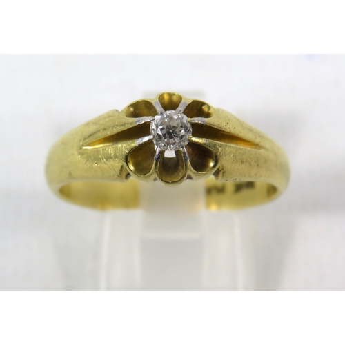 377a - Mens 18ct gold platnium set diamond ring 0.25ct, Size U. 6.8 grams.