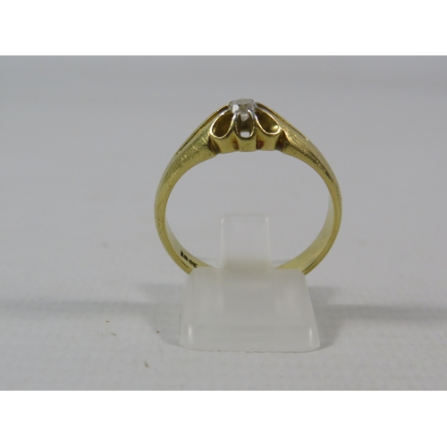 377a - Mens 18ct gold platnium set diamond ring 0.25ct, Size U. 6.8 grams.