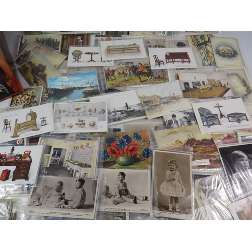 599 - Shoe box full of postcards including Royalty related, Queens dolls house, Vintage etc