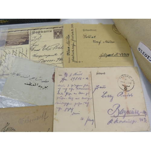 611 - Mixed lot to include German WW2 field post letters, 1980s Dance medal and a Oil painting.