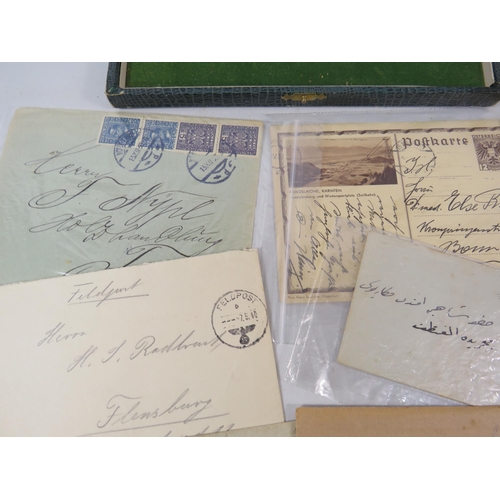 611 - Mixed lot to include German WW2 field post letters, 1980s Dance medal and a Oil painting.