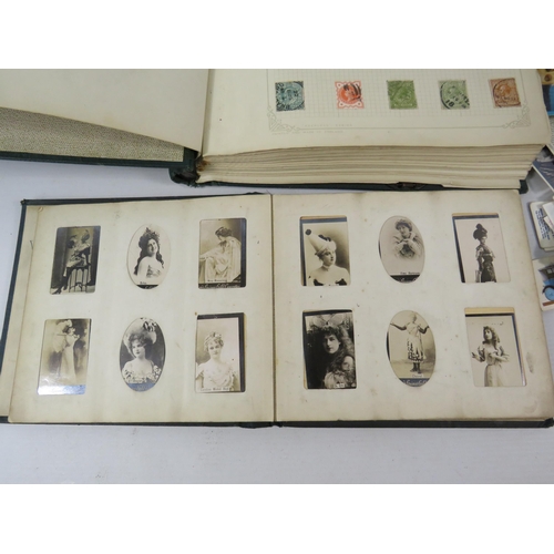 613 - Mixed lot to include a world stamp album, full Ogdens cigarette card album and a selection of loose ... 