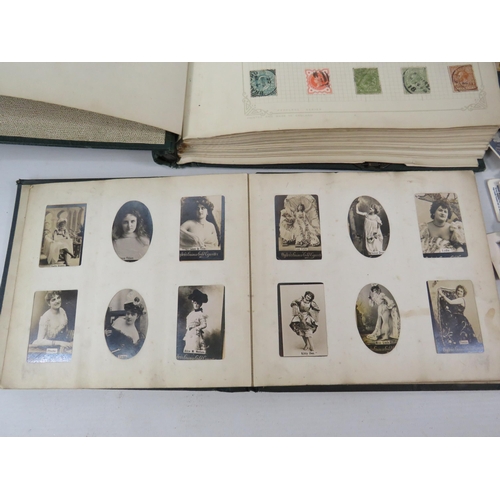 613 - Mixed lot to include a world stamp album, full Ogdens cigarette card album and a selection of loose ... 