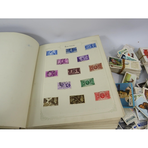 613 - Mixed lot to include a world stamp album, full Ogdens cigarette card album and a selection of loose ... 