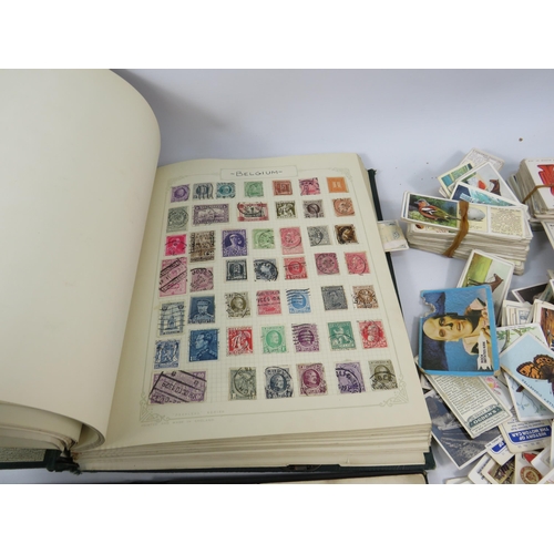 613 - Mixed lot to include a world stamp album, full Ogdens cigarette card album and a selection of loose ... 