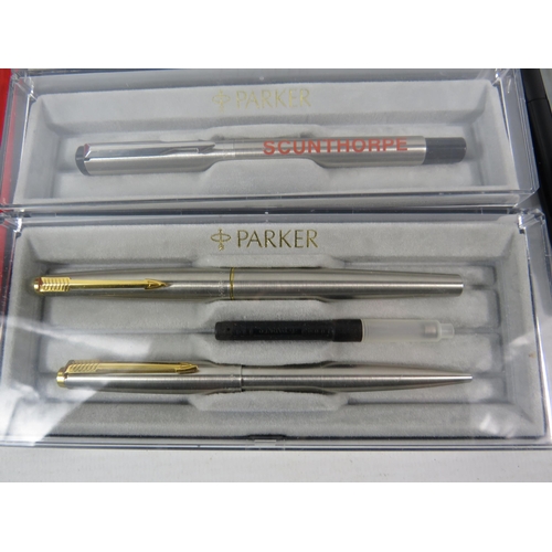 615 - Parker 45 fountain pen set plus other parker pens etc.