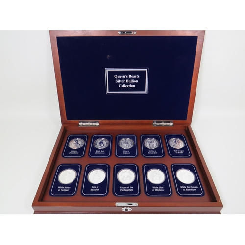 336 - The Queens Beasts by Danbury Mint. A collection of Ten 0.999 Silver coins inspired by the Royal Mint... 