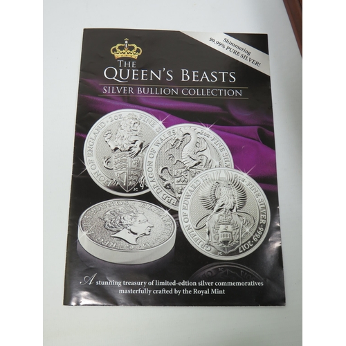 336 - The Queens Beasts by Danbury Mint. A collection of Ten 0.999 Silver coins inspired by the Royal Mint... 