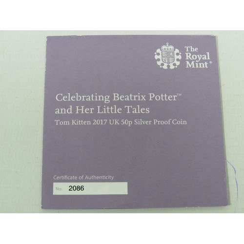 341 - Royal Mint 2017 Tom Kitten UK Silver Proof Gift box set. Box includes book, COA. 925 Silver. See pho... 