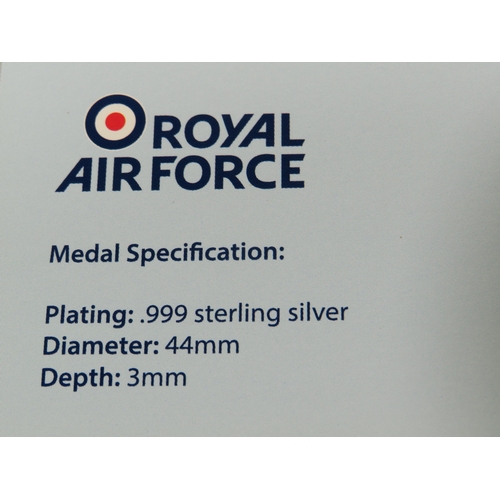 342 - Three RAF Modern Fighter Collection of Cupro coins coated in .999 silver. Comes with presentation bo... 