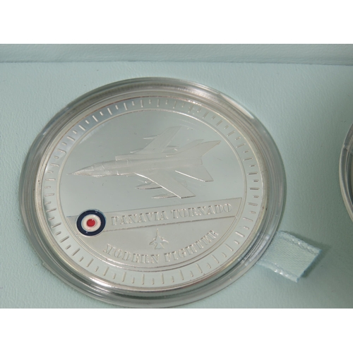 342 - Three RAF Modern Fighter Collection of Cupro coins coated in .999 silver. Comes with presentation bo... 