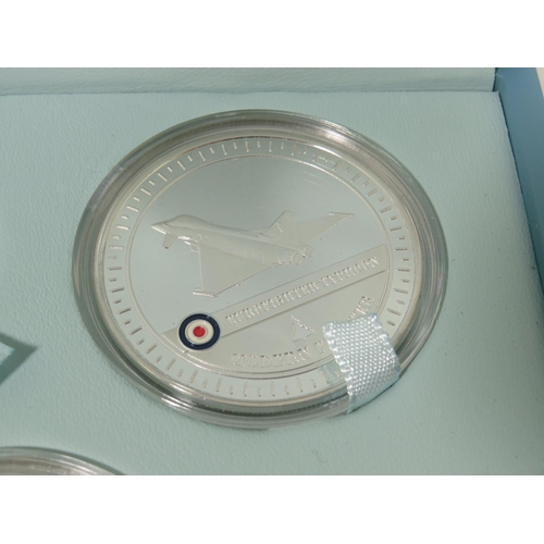 342 - Three RAF Modern Fighter Collection of Cupro coins coated in .999 silver. Comes with presentation bo... 