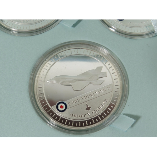 342 - Three RAF Modern Fighter Collection of Cupro coins coated in .999 silver. Comes with presentation bo... 