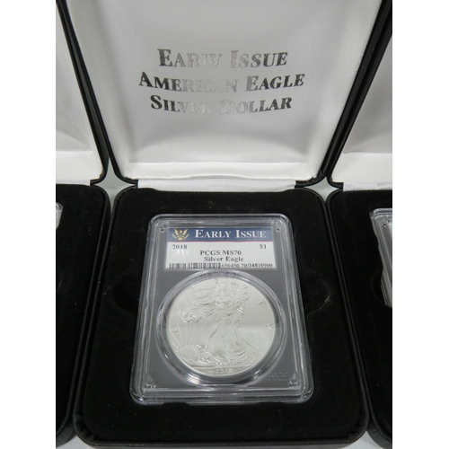 348 - Four 2018/19 Early Issue Commemorative .999Silver Coins.   All Encapsulated in perspex and have COA'... 